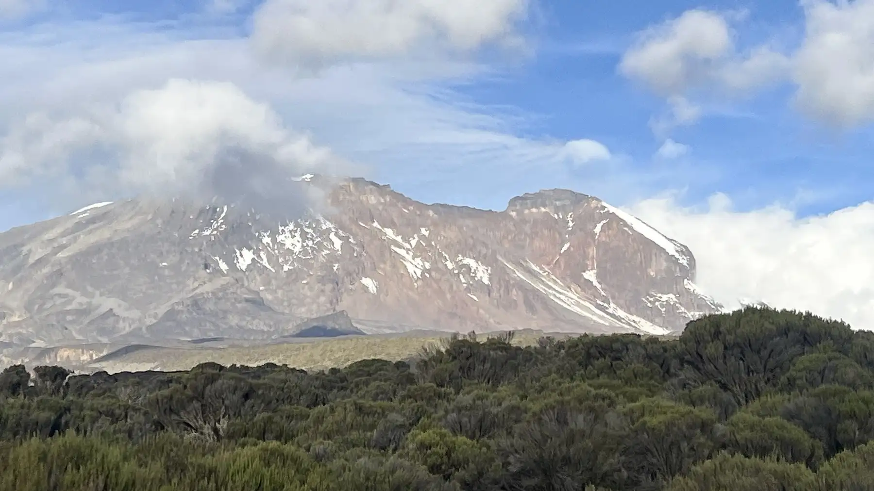 The Mt Kenya massif rising above open moorland