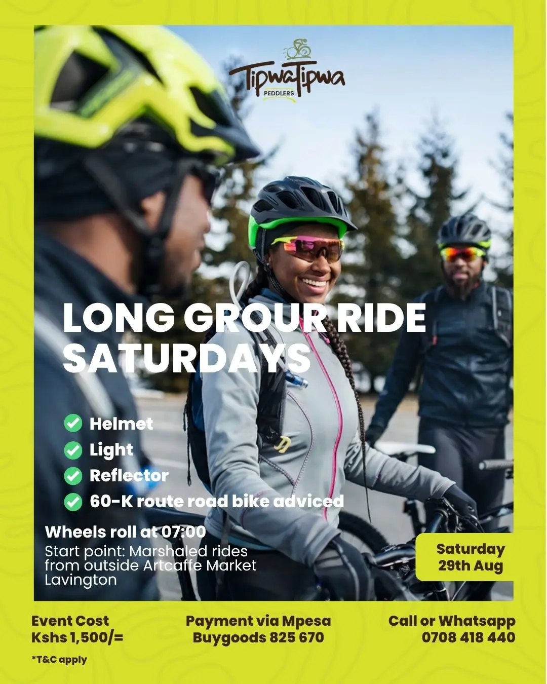 Event flyer: Long Group Ride, Sat 29 Aug