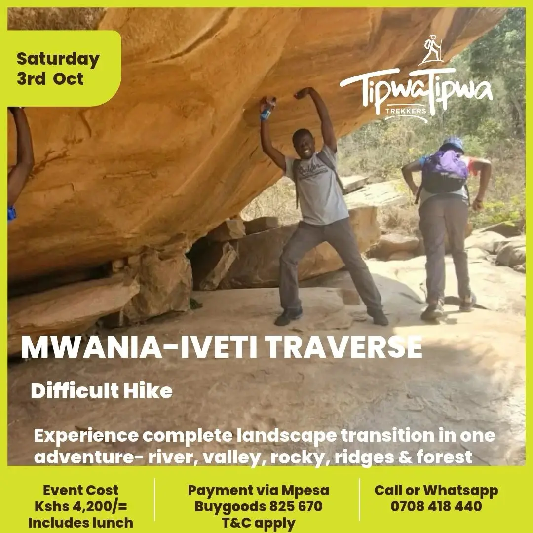 Event flyer: Mwania-Iveti Traverse, Sat 3 Oct